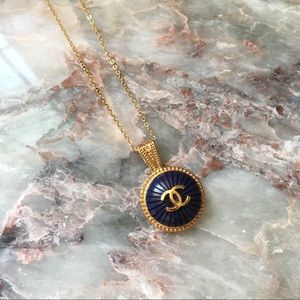Chanel Navy & Gold Button Necklace